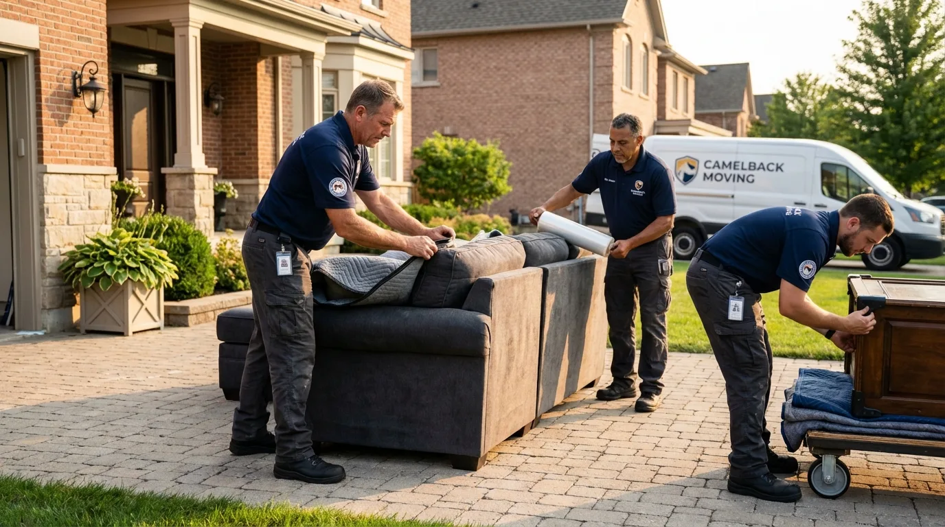 Large estate moving crew wrapping furniture in Upper Marlboro, MD