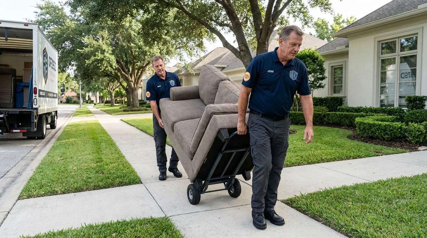 Local residential moving crew loading furniture in Upper Marlboro, MD